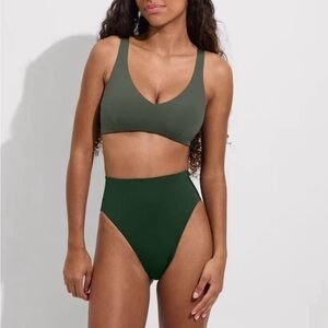 Left On Friday Green Bikini Set Sporty High-Waisted